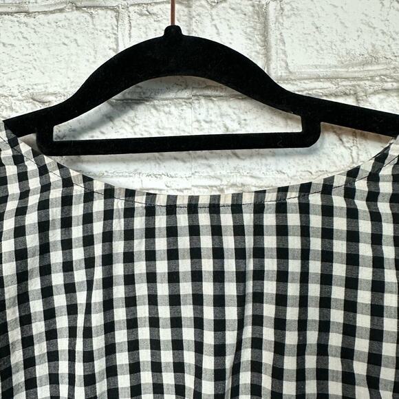 Greylin Millie Blouse Gingham Plaid Checker Top Tie Front Shirt Black White S - Picture 8 of 10